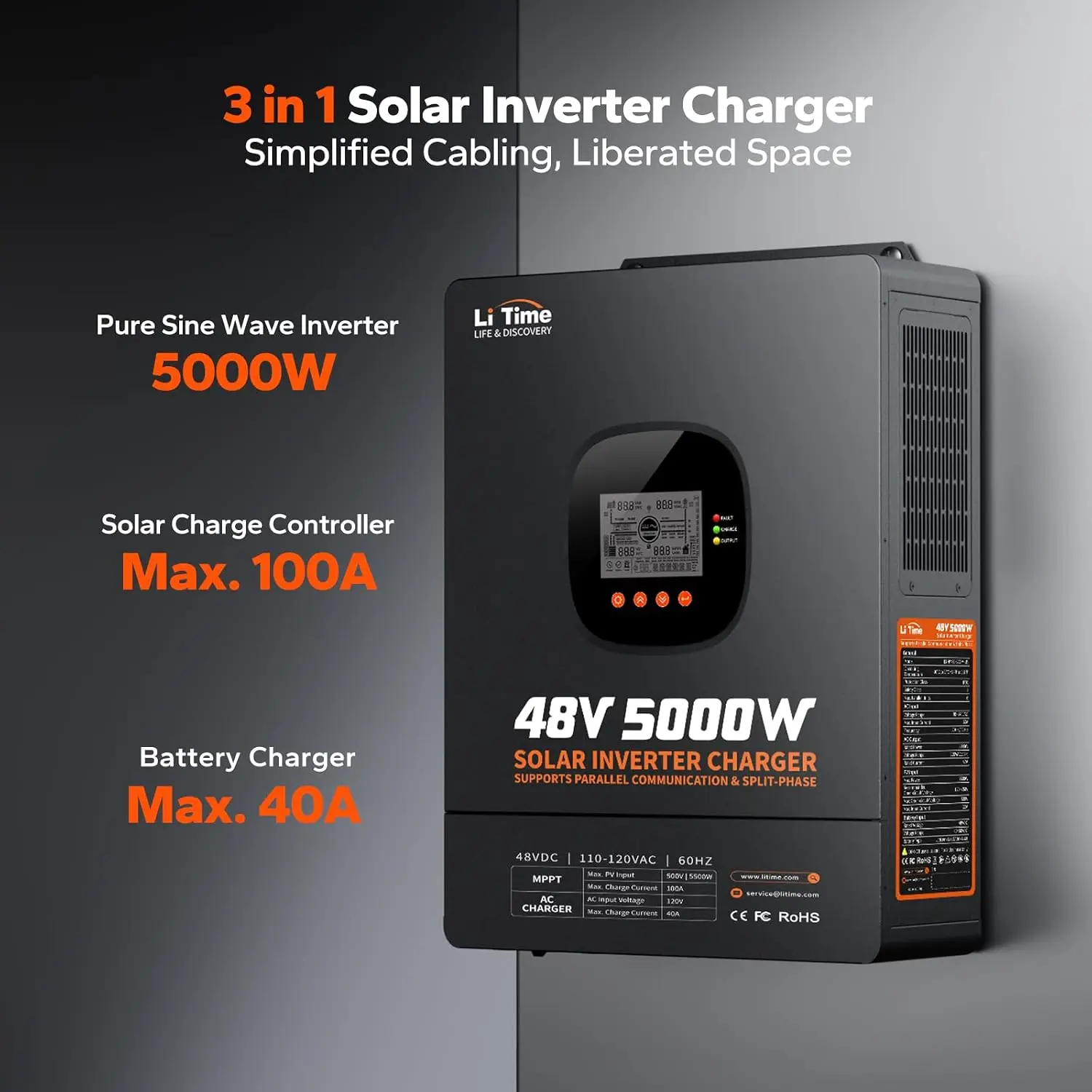 LiTime 5000W Pure Sine Wave In - Parallel Solar Inverter 48V 5000W Mppt review and price