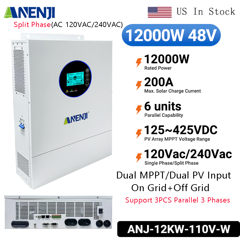 ANENJI Split Phase 12KW 48V Hy - Off Grid Solar Inverter 48V 6000W review and price